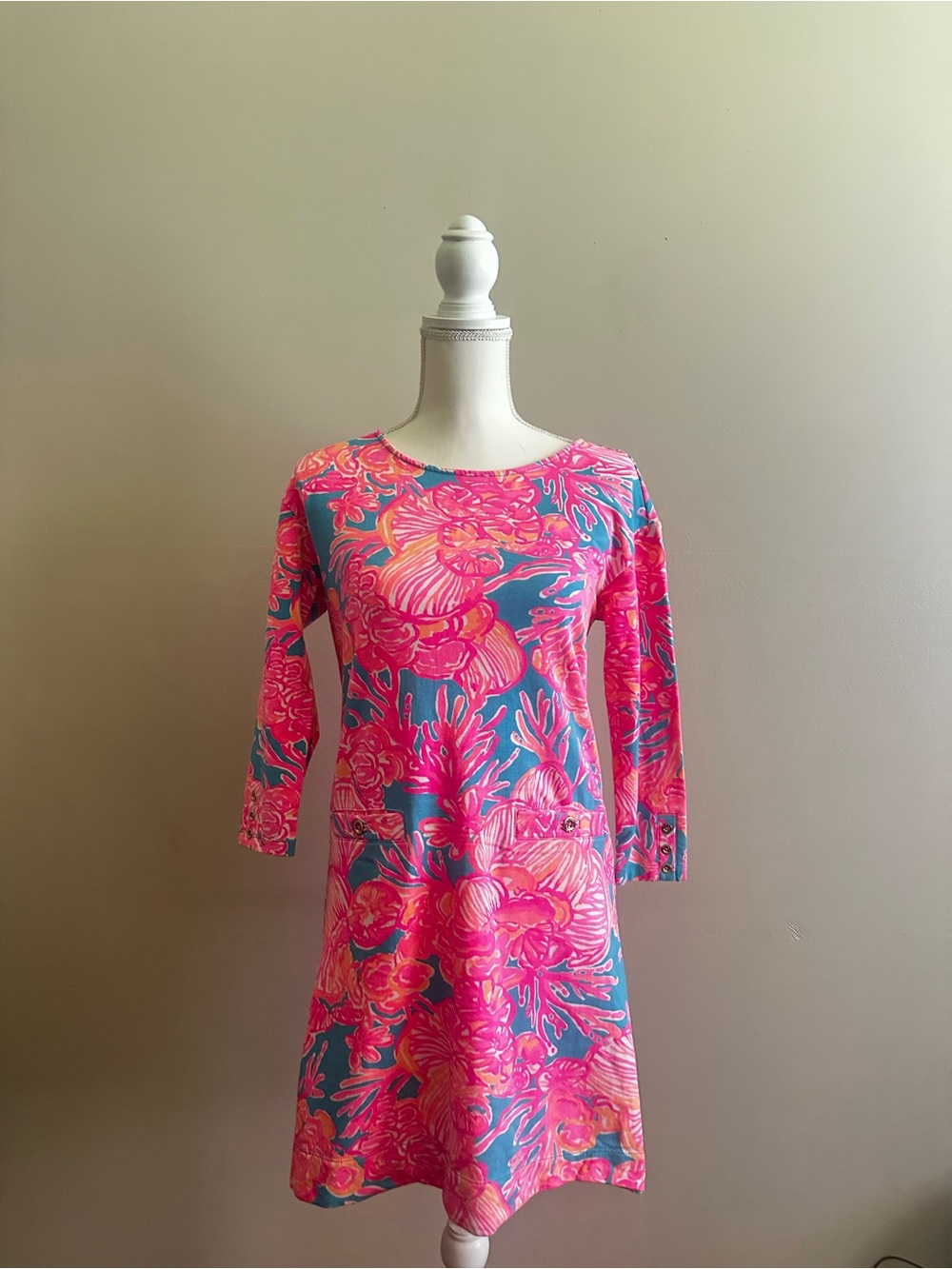 Lilly Pulitzer Pink & Blue Floral Long Sleeve Dress